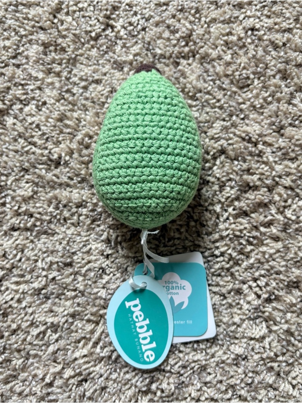 🥑Pebble Organic Crochet Veggie Rattle Set - Beet, Avocado, Cauliflower, Carrot - Picture 5 of 9